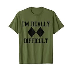Ski & Snowboard Apparel Co. Ski Snowboard I'm Really Difficult Diamond Sign Black Funny T-Shirt