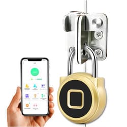 Pothunder Fingerprint Padlock, Pothunder Smart Padlock, Outdoor Weatherproof Small Lock, Bluetooth Biometric Lock, Padlock Portable USB Rechargeable for Gym, Locker, School, Storage