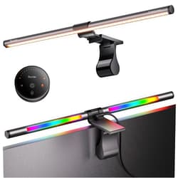 Quntis RGB Pro+ Monitor Light Bar with Remote, 15 Modes Gaming Backlight, 4 Colors & Brightness Dimmable Fronlight, 20