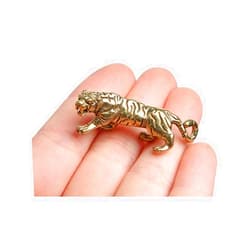 Acxico 1Pcs Antique Copper Tiger King Figurines Home Decor Accessories Vintage Brass Animal Ornaments Desk Decorations