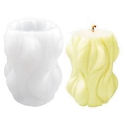 VUTEHO 3D Twisted Wave Pillar Candle Molds Silicone, DIY Wave Pillar Candle Molds for Candle Making Soy Wax Soap Polymer Clay Plaster Epoxy Resin, Pillar Silicone Moulds for Christmas Gifts Home Decor