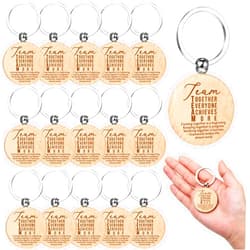 Unittype 30 Pcs Coworker Appreciation Gift Inspirational Wooden Keychain for Employee Volunteer Team Social Worker Women