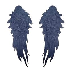 DeuyO Applique,Black Netting Fabric2PCS Elegant White Black Wings Motif Embroidery Badge Wedding GuiDress 3D Lace Applique Cloth Patches for Sewing DIY Crafts-Black (Color : Black)