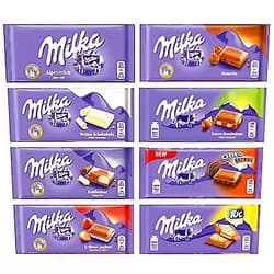 Milka Assorted Chocolates Variety Pack of 8 Bars (Bundle #1)