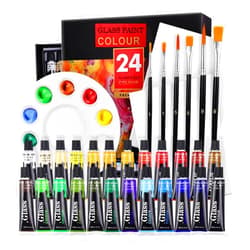 CHUMIRRY KIDS 24 Colors Stained glass paint with 6 Brushes and 1 Palette, Waterproof Acrylic paint for windows glass, Glass Color Paint for Wine Bottle, Light Bulbs and Ceramic
