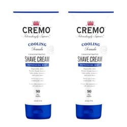 Cremo Barber Grade Cooling Shave Cream, Astonishingly Superior Ultra-Slick Shaving Cream Fights Nicks, Cuts And Razor Burn, 6 Fl Oz (2 Pack), WHITE