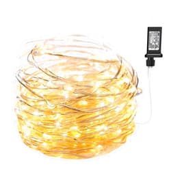 Minetom Fairy Lights Plug in, 33Ft 100 LEDs Waterproof Silver Wire Firefly Lights, Adaptor Included, Starry String Lights for Wedding Indoor Outdoor Christmas Patio Garden Decoration, Warm White