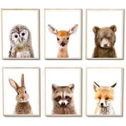 EPHANY Baby Animal Posters and Prints ART - Rabbite Deer Fox Canvas Painting Nursery Pig Wall Art, Piglet Print Wall Art Nordic Picture Kids Room Decoration YMX014 (8
