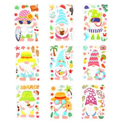 PHOGARY 9 Sheets Summer Hawaii Gnomes Window Clings, Hawaii Window Clings Stickers Beach Tropical Pool Pineapple Static Window Decal for Glass Window Kids Summer Hawaii Party Decoration