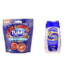 Tums Chewy Delights Soft Chews, Very Cherry, 32count & Tums Ultra Strength 1000 Antacid, Assorted Berries, 72 Tablets