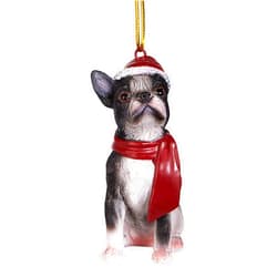 Design Toscano - JH576302 Boston Terrier Holiday Dog Christmas Tree Ornament Xmas Decorations, 3 Inch, Full Color