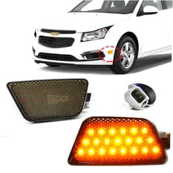 CNPAPC Front Bumper Park Signal Side Marker Light Assembly For Chevy Cruze 2011 2012 2013 2014 2015 DOT Certified GM2551198N 42334144 42334145 (Smoke Lens Driver and Passenger Side)