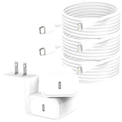 Nuinno Long iPhone Super Fast Charger,3Pack Type C Fast iPhone Charger PD USB C Wall Charger Adapter iPhone Cord Fast Charging Block 6FT Lightning Cable for iPhone 14/13/12/11 Pro Max/XR/XS/X/SE2022/8/7/iPad
