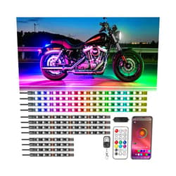 TDE Explorer.Lighting 12Pcs RGB+IC Chasing Motorcycle LED Lights for Harley Davidson Yamaha Kawasaki Golf Cart ATV, Motorcycle LED Underglow Kit with App/RF Remote, Brake & Turn Signal, Waterproof Dreamcolor Neon Strip 12V