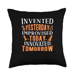 Innovation Technology Brain Genius Inventor Innovated Tomorrow Funny Innovation Technology Throw Pillow