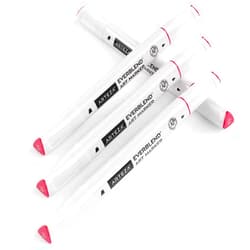 Arteza EverBlend Art Markers Raspberry Red A45 (Set of 4), Alcohol Based Sketch Markers with Dual Tips (Fine and Broad Chisel) for Painting, Coloring, Sketching and Drawing