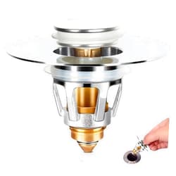 BAISASY Sink Stopper, Bathroom Sink Drain Stopper for 1.06~1.5 inch Drain Holes, Rapid Drainage Anti Clogging Tub Stopper with Filter Basket Hair Catcher