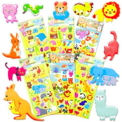 Coowayze 3D Puffy Animal Stickers for Kids Toddlers 4-8, 6 Sheets Cute Foam Stickers for Preschool Girls Boys, Reusable Bubble Stickers Bulk for Party Favor, Teachers Reward, Crafts