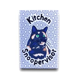 The Cloudy Corgi Cat Kitchen Snoopervisor Magnet, Handmade Pet Portrait Gift, Cartoon Cat Kitchen Decor, 2x3