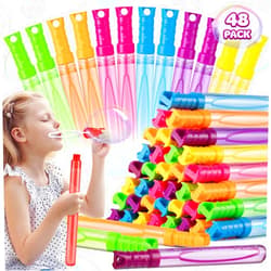OleFun 48 Pack Big Bubble Wands Bulk in 6 Colors, Bulk Bubbles Party Favors for Kids, Ideal Goodies Bags Stuffers, Easter, Summer, Halloween, Valentine, School Classroom Prizes for Boys & Girls
