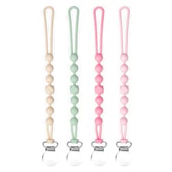 MORIBOX Pacifier Clip for Boys Girls - MORIBOX Silicone Paci Clip Teething Relief with One Piece Baby Binky Holder for Shower Birthday Gift 4 Pack