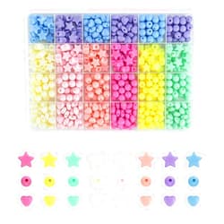 Yuntop 700 PCS Acrylic Star Round Heart Shaped Beads for Bracelets Jewelry Making Necklaces DIY Crafts Hair Pony Bead Colorful Assorted Pastel Beads Rainbow Spacer Beads Cute Loose Beads Bulk(8 Candy Colors)