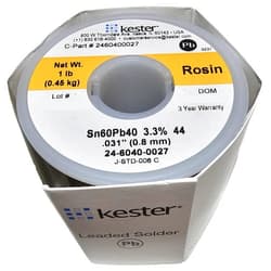 Kester Solder 24-6040-0027 44 Series Core Size 66 Sn60 Pb40 Activated Rosin Cored 21 Awg Solder Wire