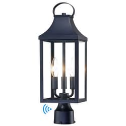 MYHXQ 18.62'' Dusk to Dawn Post Light Outdoor, Large 3-Light Lamp Post Light Fixture, Modern Pillar Outside Lighting Waterproof Post Lantern Lamp Outdoor Post Light Fixtures Pole Lights for Porch, 1 Pack