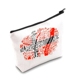 LEVLO Copenhagen Denmark Lover Makeup Bag Copenhagen Map Travel Vacation Holiday Cosmetic Bag BFF Women Gift (COPENHAGEN)