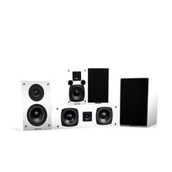 Fluance Elite High Definition Compact Surround Sound Home Theater 5.0 Channel Speaker System including 2-Way Bookshelf, Center Channel and Rear Surround Speakers - White (SX50WHC)