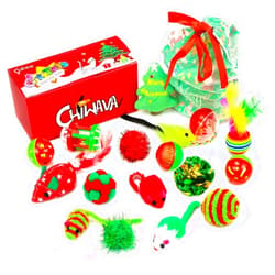 CHIWAVA 17 Pack Christmas Cat Toy Bag Set Assorted Toys Variety Pack Kitten Interactive Play