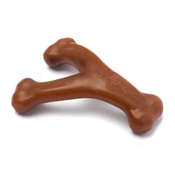 Benebone Real Bacon Durable Wishbone Dog Chew Toy for Aggressive Chewers, Made in USA REAL Peanut Small