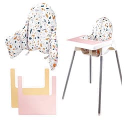 Lomgwumy High Chair Cushion, Type High Chair Cover Pad,With two High Chair Placemat, highchair Cushion for IKEA Antilop Highchair,built-in Inflatable Cushion,baby Sitting More Comfortable (Stone Flower)