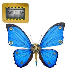 OYDL Steampunk 3D Metal Butterfly Model, 150PCS+Mechanical DIY Assembly Kit to Build, 3D Jigsaw Puzzle Handmade Craft Desk Ornament Toys for Teens Adults