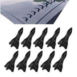 Sinytuto 10 PCS Car Diffuser Shark Fin Set, Self-Adhesive Car Air Vortex Generator, Spoiler Roof Wing Tip Style, Car Bumper Exterior Accessories, Universal for Most Cars (Black)