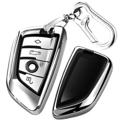 QBUC Key Fob Cover Full Protective Case, Key Fob Case for X1 /X3 /X5 /X6 and for Series 1/2 /5/7 Soft TPU Anti-dust Case Shell Keyless Remote Control(Sliver)