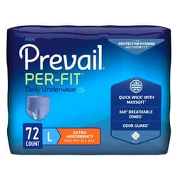 Prevail Per-Fit for Men Daily Protective Underwear - Pull-up Disposable Adult Diaper for Men - Extra Absorbency - Large - 72 Count (4 Packs of 18)