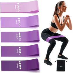 Renoj Resistance Bands for Working Out, 5-Pack Elastic Loop Exercise Bands for Strength Training Stretching, Home Gym Equipment for Pilates Yoga Physical Therapy, Leg Glute Arm Workout Kit for Women Men