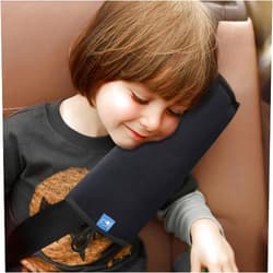 COOLBEBE Seat Belt Pillow for Kids, Extra Soft Toddler Travel Pillow for Car Seat, Universal Carseat Strap Cushion Pads for Childs Baby People Adults, Black