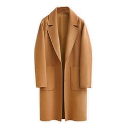 Omoone Women's Notched Lapel Wool Coats Mid Long Button Pea Coats Warm Thicken Trench Jacket