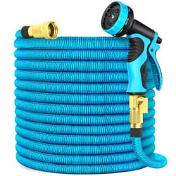 Adimos Expandable Garden Hose 100 ft with 10 Function Spray Nozzle - New Patented Water Hose with 40 Layers of Innovative Nano Rubber - Lightweight, Durable, Flexible, 100ft Retractable Stretch Hose, Blue