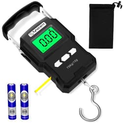 Tyhocent Fishing Scales 165lb/75kg Backlit LCD Display Portable Electronic Digital Fish Scale with Built-in Measuring Tape, Include Battery and Carry Bag