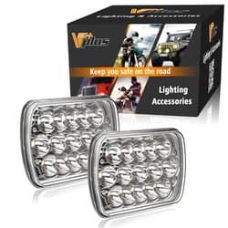 Partsam 2PCS Rectangle H6054 LED Headlights 5x7 7x6 Headlamp Hi/Low Sealed Beam H4 9003 Plug 6054 H5054 Compatible with S10 Blazer Express Van/Wrangler YJ XJ Cherokee Truck Van