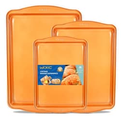 Wokic Cookie Sheets for Baking,Wokic Nonstick Oven Pan Set of 3 with Wide Edge, Half/Jelly Roll/Quarter Baking Tray, Dishwasher Safe Easy Clean for Kitchen Oven Pan Bakeware Set, Cooking, Roasting Sets