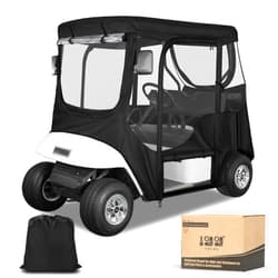 10L0L 2 Passenger Golf Cart Enclosure for EZGO TXT,Mosquito-Proof,Rain Cover,Waterproof 600D Material,Side Mirror Opening, Transparent Tail Light Panel,Foldable Door, Windshield, Clear Windows
