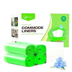 Moodooy Commode Liners With Absorbent Pads - 60 Bedside Commode Liners & Pads,Medical Grade Pack Commode Liners,Adult Potty Chair Liners Bedside Commode Liners Disposable,Universal Fit All Standard