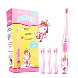 Vekkia Sonic Rechargeable Kids Electric Toothbrush, 3 Modes with Memory, Fun & Easy Cleaning, 24000 Strokes, IPX7 Waterproof, 2-Min Timer for Age 5+, 4 Soft Bristles(Pink)