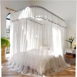 Moliy Mosquito nets 4 Corner Post Bed Canopy, Elegant Curtain Net for Full/Queen/King Size Bed