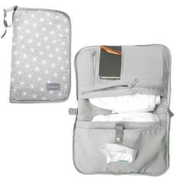 CitisKins Portable Diaper Changing Pad for Baby Diaper Changing Kit with Detachable Changing Mat and Wipes Pocket Newborn Girls and Boys Baby Shower Gifts (Grey)