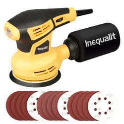 Inequalit Random Orbital Sander, 2.4Amp 5-Inch Corded Palm Sander, Max 13000 OPM Electric Drywall Sander with 6 Variable Speed, 15Pcs Sandpapers and Dust Bag for Woodworking, Sanding, Polishing